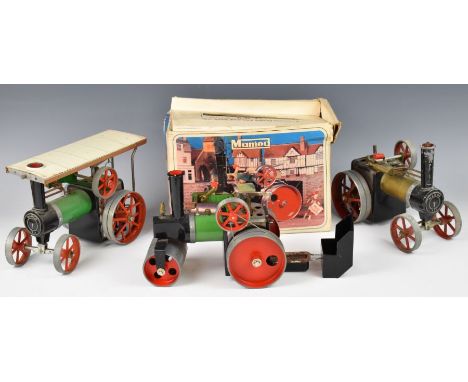 Three Mamod live steam vehicles comprising S.R.1a Steam Roller in original box and T.E1 and T.E.1a tractors