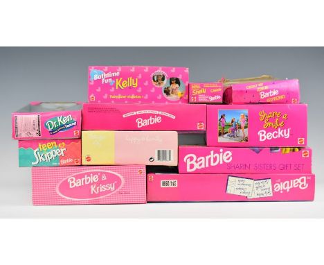 Eleven Mattel Barbie dolls dating mainly to the 1990's including Share a Smile Becky 15761, Sharin' Sisters Gift Set 5761 and