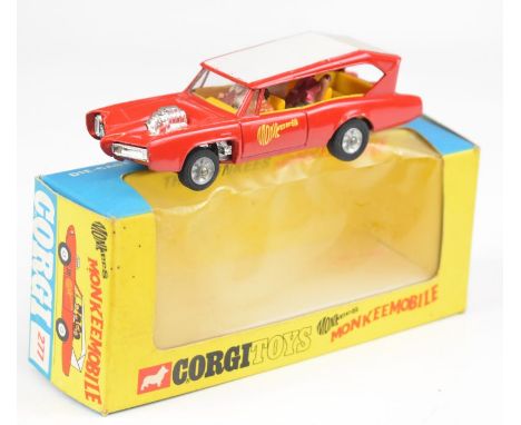 Corgi Toys diecast model The Monkees Monkeemobile with red body, white roof, yellow interior and spoked hubs, 277, in origina