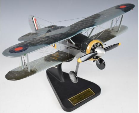 Large scale Gloster Gladiator aeroplane by Bravo Delta Models, N5519, in original box with display stand