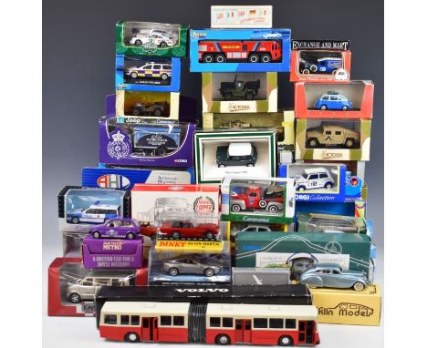 Over forty diecast model cars, lorries and military vehicles, manufacturers include Corgi, Burago, Heritage Classics, Brookli