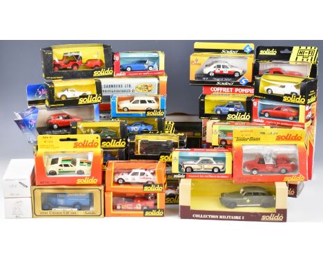 Forty Solido diecast model cars, trucks and military vehicles to include Renault 12 Break 22, Alfa Romeo 33 TT 41, Ford Escor