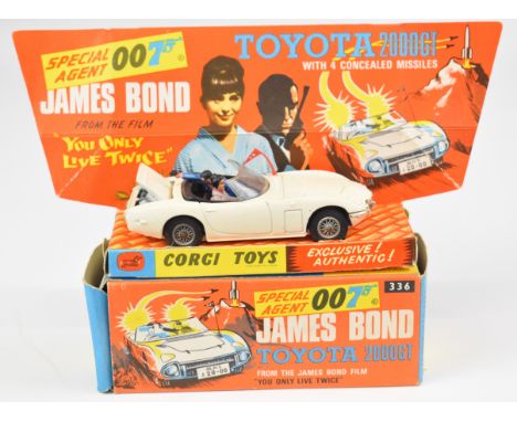 Corgi Toys diecast model James Bond 007 Toyota 2000GT 'You Only Live Twice' car with white body, red flag, silver hubs, jewel
