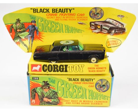 Corgi Toys diecast model The Green Hornet 'Black Beauty' crime fighting car, 268, with black body, green interior, driver, Gr