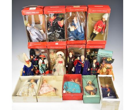 A collection of Peggy Nisbet costume and portrait dolls to include Lady Diana, Mary Queen of Scots, King Edward VIII, Elizabe