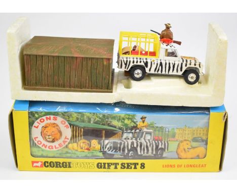 Corgi Toys diecast model Lions of Longleat Gift Set 8 with keeper, pride of lions and meat, in original box with retailer inn