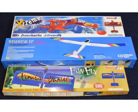 Three model aircraft kits to suit radio control, to include Thunder Tiger Windstar EP, wingspan 196cm, all in original boxes 