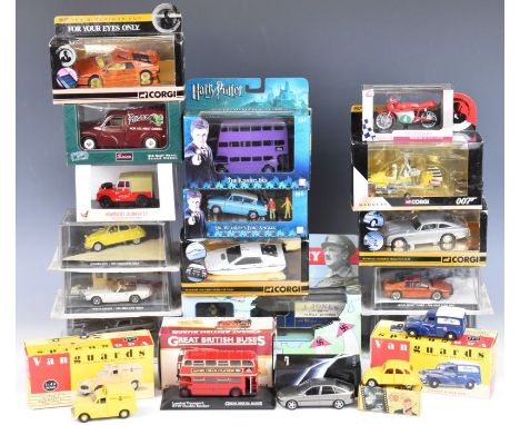A collection of diecast model cars to include James Bond Aston Martin DB5, Harry Potter The Knight Bus, Dads Army Thornycroft