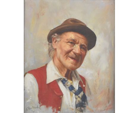 Italian school oil on canvas portrait of a man, indistinctly signed possibly Baltila lower left, 26 x 21cm, in oak frame
