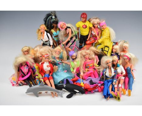 Twenty Mattel Barbie dolls dating mostly to the 1990's together with a range of clothing and accessories.