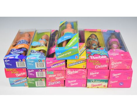Nineteen Mattel Barbie dolls from Palm Beach, Surf City, St. Tropez, Tropical Splash and similar collections, all in original