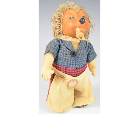 Vintage Steiff Mickie hedgehog character doll with original paper label, height 18cm.