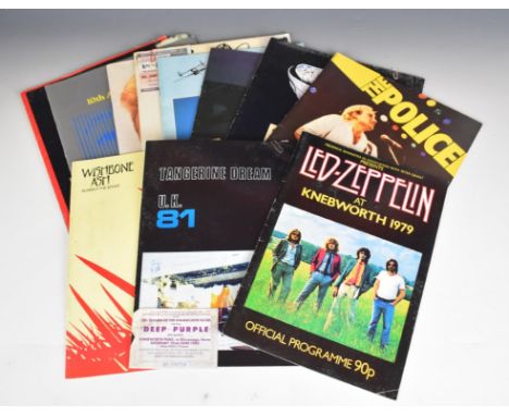 Twelve tour programmes comprising David Bowie (2) with ticket, Gillan with ticket, 10cc with ticket, Camel with ticket, Mike 