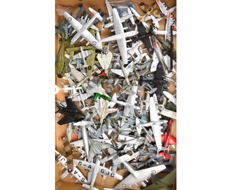 Over one hundred and thirty mostly military diecast model jets and aeroplanes manufacturers to include Corgi, Dinky and Match