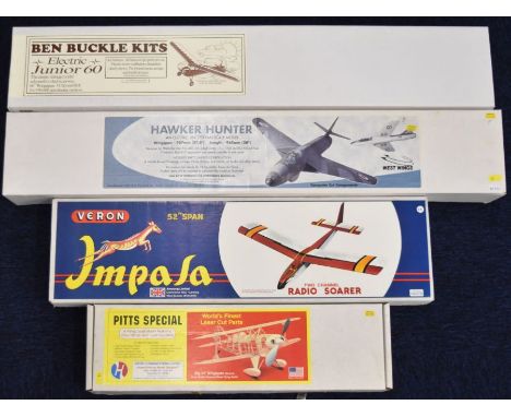 Four model aircraft kits to suit radio control including West Wings Hawker Hunter, wing span 70cm, all in original boxes with