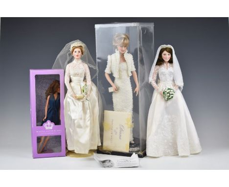 Franklin Mint Diana Princess of Wales doll, height 46cm, together with three other portrait dolls including Catherine Princes
