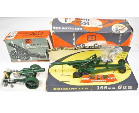 Britains 1:32 scale diecast model 155mm gun 9745 together with a 18" Heavy Howitzer 9740, both in original boxes.