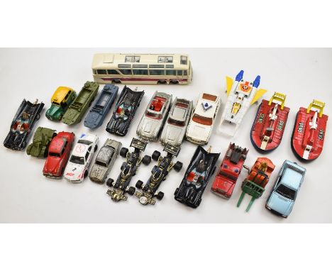 Twenty two vintage Dinky and Corgi diecast model cars to include Batmobile, Aston Martin DB5, Austin Taxi, Super Snipe and 10