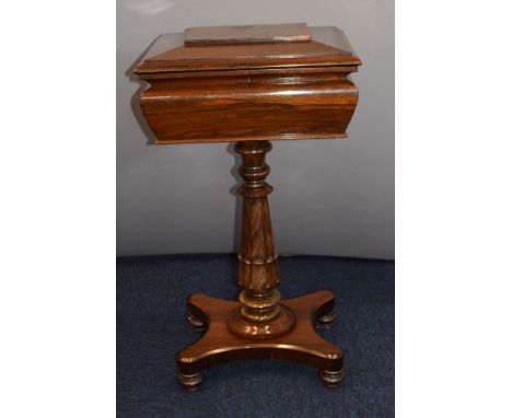 Victorian rosewood tea caddy on stand, 44 x 34 x 80cm