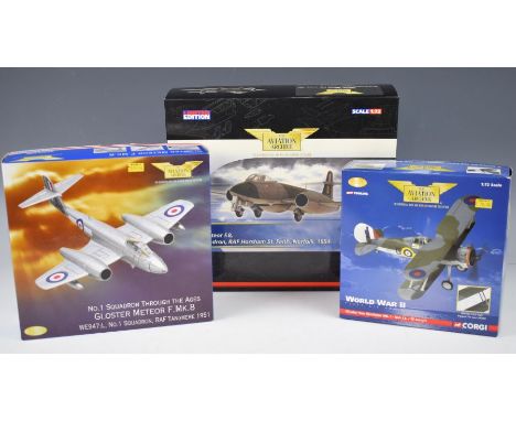 Three Corgi The Aviation Archive Limited Edition 1:72 scale diecast model aeroplanes comprising Gloster Meteor F.8&nbsp; No.7