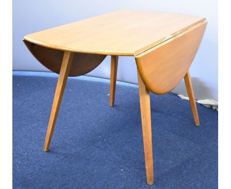 Ercol light elm mid century modern drop leaf dining table, W121 x D120 x H72cm