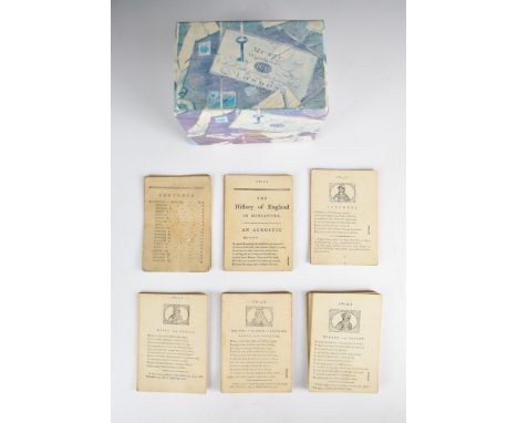 The History of England in Miniature, An Acrostic (c.19thC) comprising a set of 35 printed playing cards (including contents l