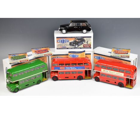 Four Corgi Limited Edition Mettoy tin plate model vehicles comprising London Routemaster Bus MT00101, London Routemaster Bus 