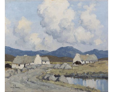 Paul Henry RHA (1877 - 1958)Cottages by Water (1934/39)Oil on canvas board, 35.5 x 40.5cm (14 x 16)SignedProvenance: Sotheby'