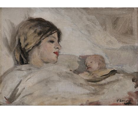 Sir John Lavery RA RHA (1856-1941)Mother and ChildOil on canvas board, 25 x 35cm (10 x 14)SignedIn the early years of the new