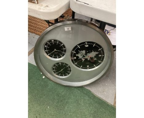 A LARGE KARLSSON WORLD TIMER CLOCK, DIAMETER 59CM 