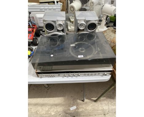 A FERGUSON RECORD PLAYER AND A PAIR OF PANASONIC SPEAKERS 