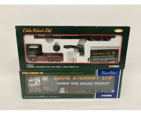 TWO MINT AND BOXED EDDIE STOBART MODELS TO INCLUDE A CC12610 SCAMMELL CRUSADER 3 AXLE LOW LOADER AND A CC13405 MAN TGA XL STE