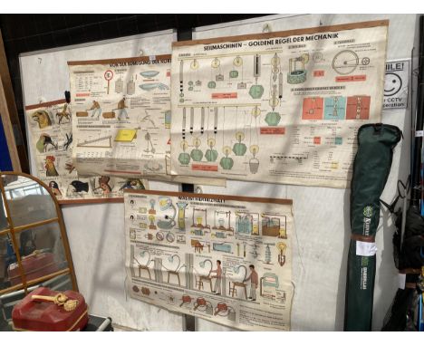 FOUR VINTAGE TEACHING AID POSTERS