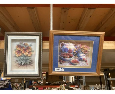 A TRISHA HARDWICK PRINT AND A ROB PHOL CERAMIC FLOWER PICTURE 