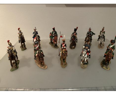 ELEVEN DEL PRADO DIE CAST NAPOLIONIC ERA FIGURES OF FRENCH SOLDIERS ON HORSEBACK 