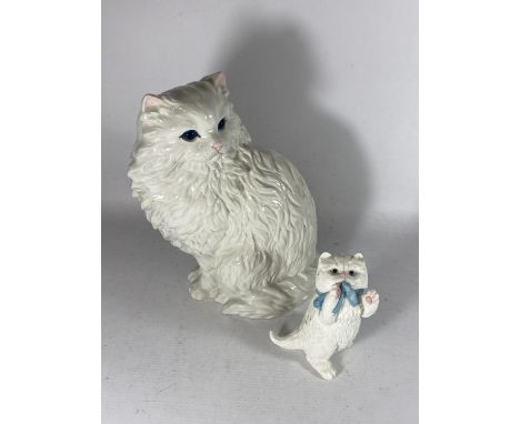 TWO WHITE CATS TO INCLUDE A ROYAL WORCESTER AND A JUST CAT &amp; CO 