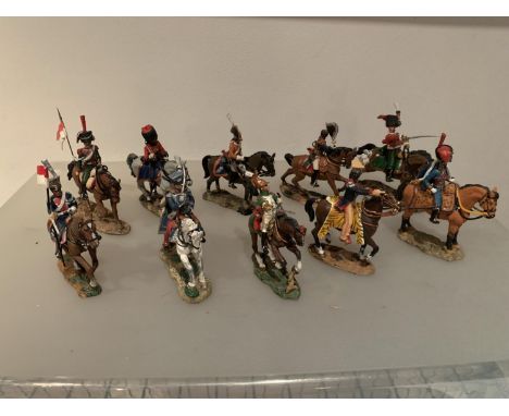 ELEVEN DEL PRADO DIE CAST NAPOLIONIC ERA FIGURES OF SOLDIERS ON HORSEBACK 