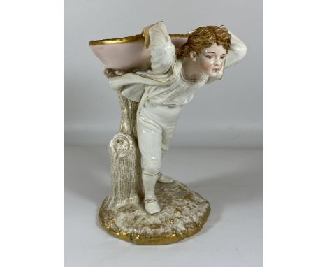 A LATE 19TH CENTURY ROYAL WORCESTER FIGURE OF A BOY HEIGHT 21CM 