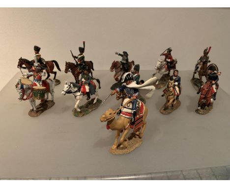 ELEVEN DEL PRADO DIE CAST FIGURES OF FRENCH SOLDIERS TO INCLUDE TEN NAPOLEONIC ERA AND ONE BATTLE ONE BATTLE OF THE DUNES 