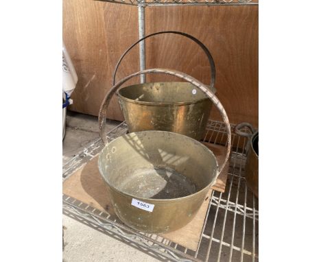 TWO VINTAGE BRASS JAM PANS 