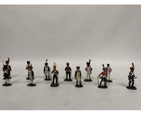 TWELVE DEL PRADO DIE CAST NAPOLIONIC ERA FIGURES OF FRENCH SOLDIERS 