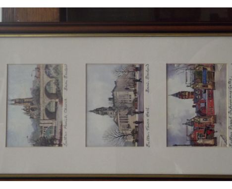 Brian Barlow triple aperture print, various Bolton scenes, signed in pencil