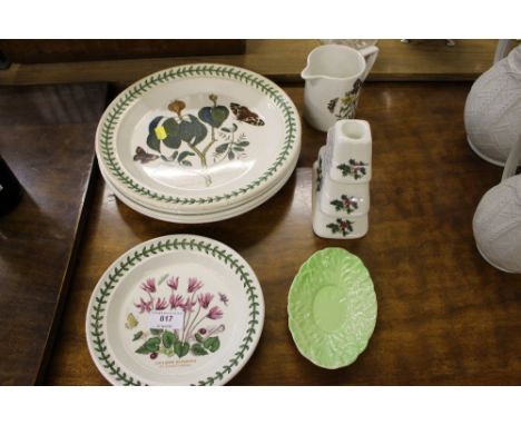 A quantity of Portmeirion "Botanic Garden" china to include four dinner plates, a jug; Carlton ware leaf dish etc. 