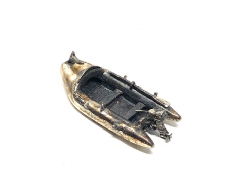 Vintage 925 silver hallmarked miniature of a dingy measures approx 6.3cm by 2.8cm weight 33g