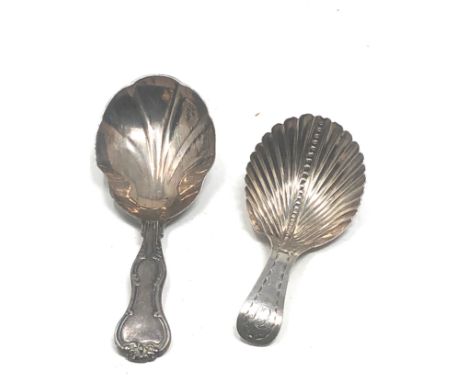 2 antique silver tea caddy spoons