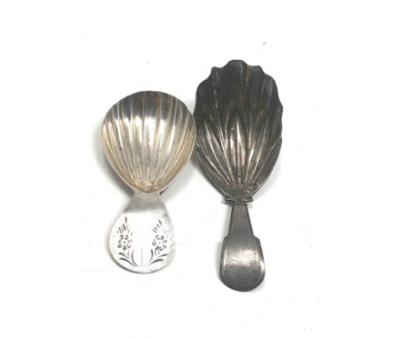 2 georgian silver tea caddy spoons