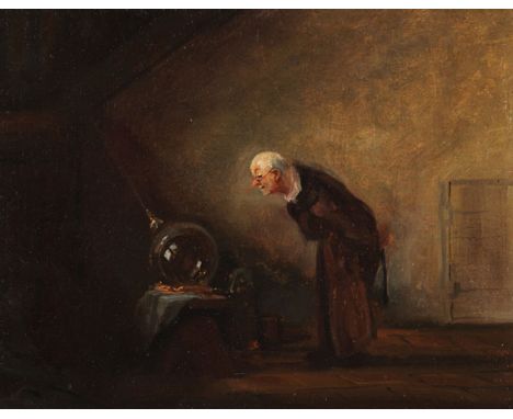 Carl Spitzweg     1808 München - 1885 München Der Alchimist (Chemicus). Ende 1840er Jahre. Öl auf Papier, kaschiert auf Karto