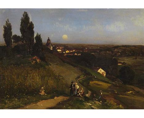 Louis Kolitz     1845 Tilsit - 1914 Berlin Abendlandschaft (Landsberg a. d. Warthe). 1868. Öl auf Leinwand.  Rechts unten sig