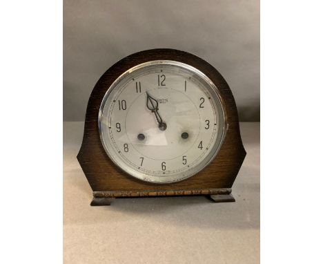 An oak cased Smiths mantel clock 