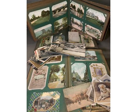 Three albums and some loose vintage postcards 